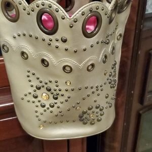 Nine West Gold Rhinostone Bucket Bag